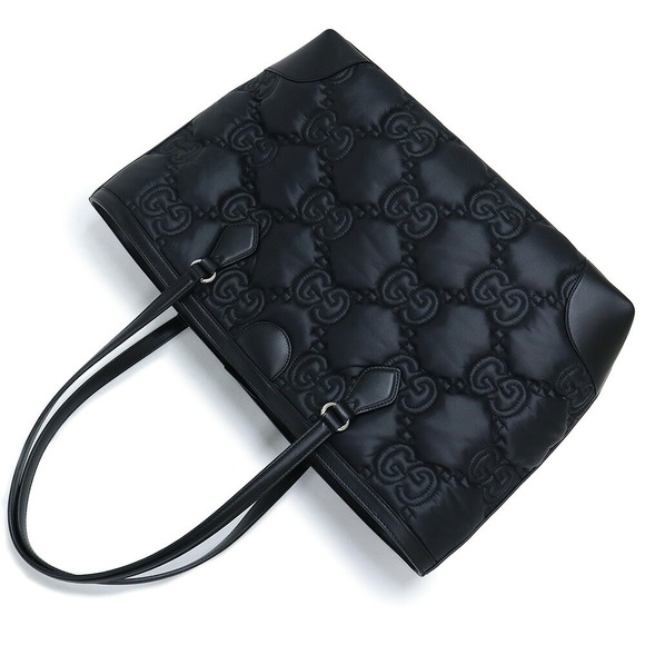 Gucci GG Matelasse Hand Tote Bag Black Nylon Leather - Picture 6 of 9